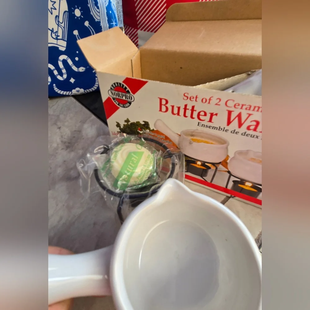 Ceramic Butter Warmer Set - White